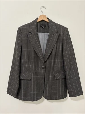 Chaqueta Blazer Giorgio Sant Angelo Gris Cuadros Un Botón Bolsillo Talla 14 Foto 1 de 4