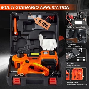 Electric Car Jack 5 Ton 12V Hydraulic Floor Jack Kit w/Electric Impact Wrench US - Picture 1 of 28