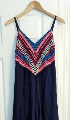 Maxi Vestido MARA HOFFMAN Punto Prisma Bordado Azul Talla Pequeña Foto 1 de 4