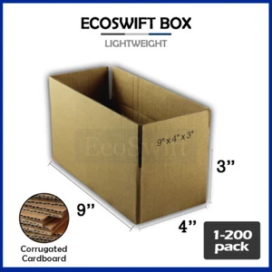 1-200 9x4x3 "EcoSwift" Cardboard Packing Mailing Shipping Corrugated Box Cartons - Picture 1 of 6