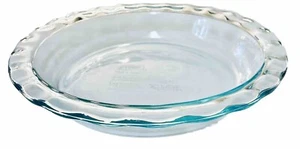 Pyrex Clear Glass Blue Tint Fluted Edge Deep Pie Plate 9.5" C209 VTG 1980s RARE! - Picture 1 of 6