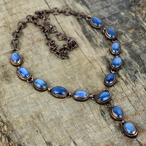 Valentines Deal Natural Kyanite Copper Chain Electroformed Anniversary Necklace - Picture 1 of 6