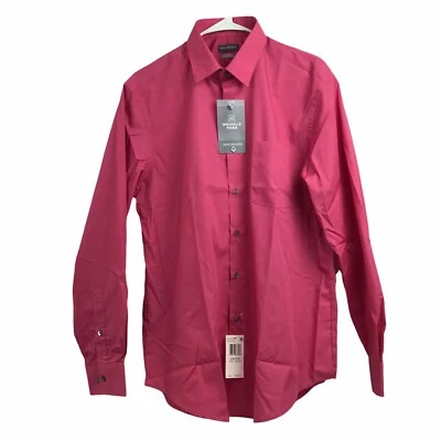 VAN HEUSEN Fitted Wrinkle Free Button Up L/S Shirt Mens L 16.5  34-35 Rose NWT - Image 1 of 4