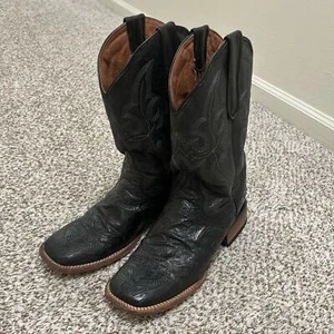 Tanner Mark embossed black leather cowboy boots US 9 - Picture 1 of 13