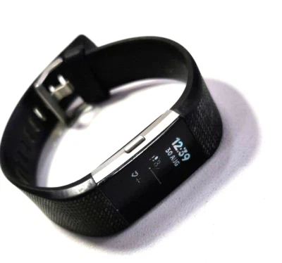 Fitbit Charge 2 Silver Heart Rate Fitness Activity Tracker Black Wristband - Image 1 of 4