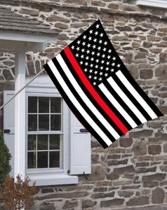 Firefighter Thin Red Line American Flag Design Fireman Decorative House Flag - Picture 1 of 1