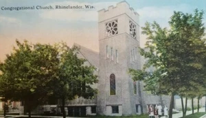 Rhinelander Wisconsin Congregational Church Postcard Tub15 - Picture 1 of 3