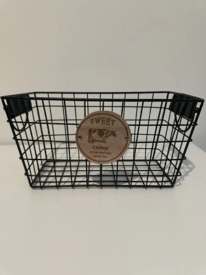 Wire Basket Leather Label Cow Sweet Cream Dairy Farm - Image 1 of 4