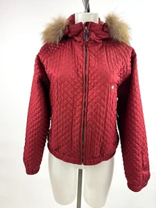 POST CARD Women's Red Quilted Parka w/ Hood & Removable Fur Trim Size 4 - Picture 1 of 8