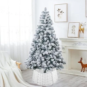 Woven Christmas Tree Collar 26" Large, White Wicker Basket Farmhouse Style Skirt - Picture 1 of 7