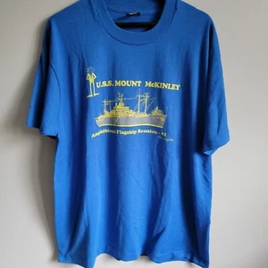USS Mount McKinley Navy Shirt Single Stitch 1991 - Size 2XL Short Sleeve - Picture 1 of 7
