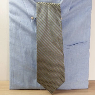 Green Striped Tie Mens Blue Silk Woven Necktie Wedding Party Classic CLAIBORNE - Image 1 of 4