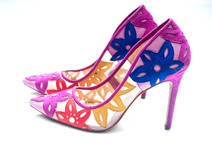 Jessica Simpson JP Perie Vivid Orchid Floral Mesh Pointed Stiletto Pumps Size 8 - Picture 1 of 11