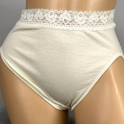 Vintage Playtex Comfort By Design Hi Cut Panties Size 9 Ivory 2498 Cotton Blend - Image 1 of 4