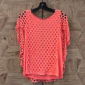 NWT Charlie B Women's Short Sleeve Coral Mesh Top S/M - Picture 1 of 4