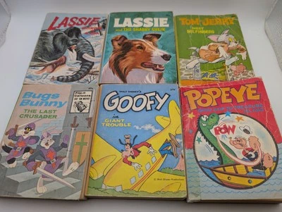 Vintage Little Books Lot Of 6 Lassie Adventures Goofy Popeye Tom Jerry 1968 Foto 1 de 4