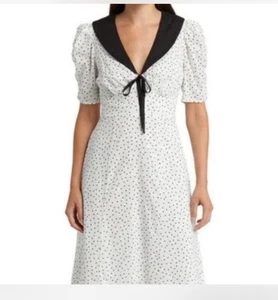 REFORMATION White Black Polka Dot Print Cotton Silk Poplin Edna Maxi Dress 8 NWT - Picture 1 of 3