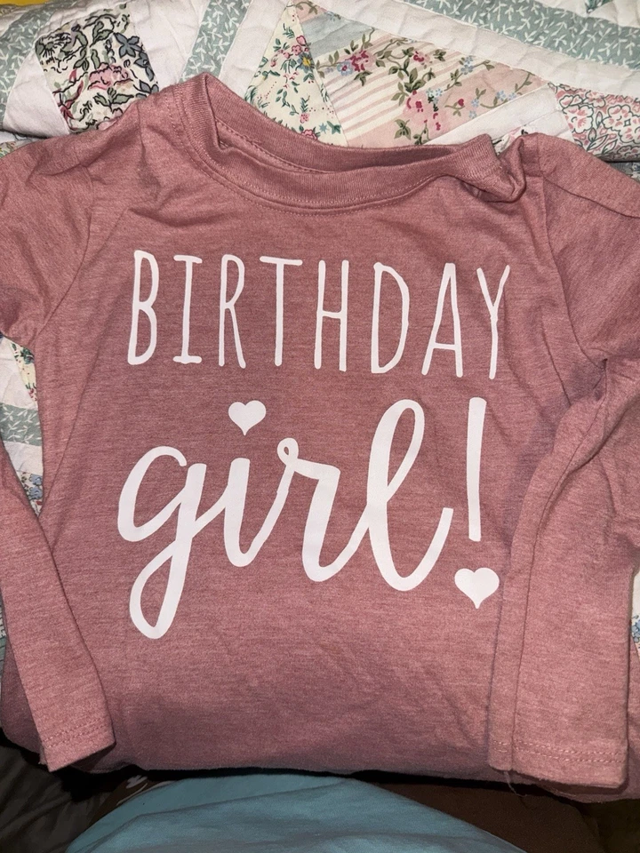 Camisa Manga Larga Cumpleaños Niña Niñas Talla 3t Ligeramente Usada Foto 1 de 2