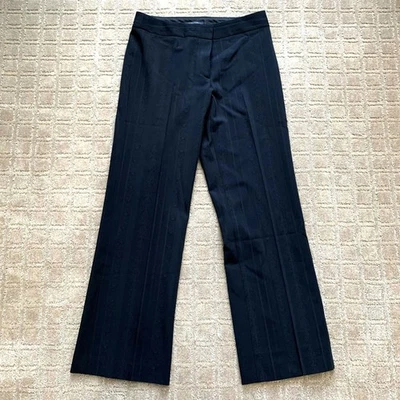 Elie Tahari 复古阔腿正装裤女式 4 黑色条纹低腰 Y2K 00s — 第 1/4 张图片