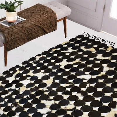 Modern Patchwork Cowhide Rug - Large Real Leather Area Carpet 7-76 - Image 1 of 4