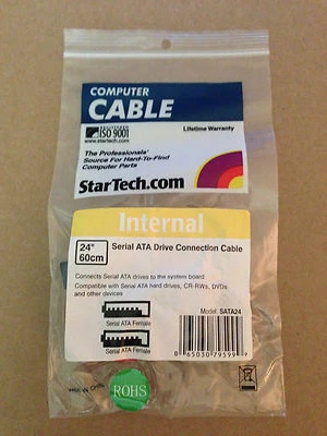 NEW Startech 24" Internal Serial ATA Cable SATA Red Female-Female F-F, NIP - Image 1 of 3