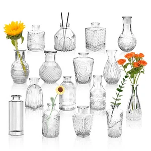 16 Mini Glasvasen für Tischdeko kleine Vasen Hochzeitsdeko Vintage Vasen Deko - Bild 1 von 8