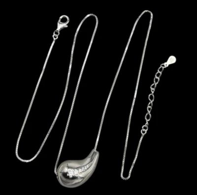Collana girocollo femminile argento 925 laccetto ciondolo charm a Goccia Firmato - Immagine 1 di 4