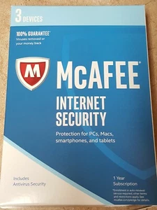 McAfee Internet Security 2017 For 1 Year 3 Devices***SEALED Retail Pack - Picture 1 of 2