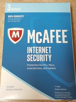 McAfee Internet Security 2017 para 1 año 3 dispositivos***Paquete al por menor sellado Foto 1 de 2