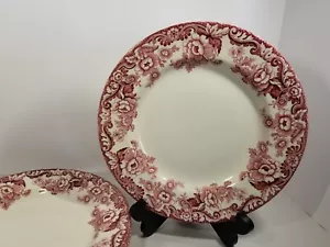 Spode Delamere Cranberry Dinner Plates 10.5 Inches Set of 4 Gently Used - Picture 1 of 5