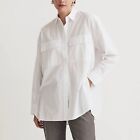 The Signature Poplin Oversized Button-Up Shirt: Flap-Pocket Edition White XXS