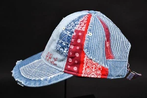 Polo Ralph Lauren Patchwork Denim Gorra Bandana Azul Sombrero - Imagen 1 de 10
