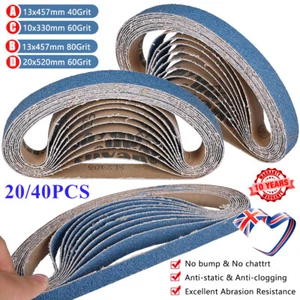 20/40x File Sanding Belts Zirconia 40/60/80 Grit Abracs Blue 10mm/13mm/20mm UK - Picture 1 of 23