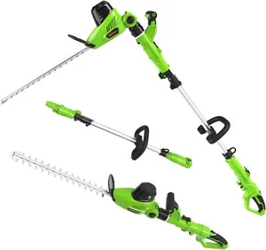 GARCARE 2 in 1 Pole Hedge Trimmer Corded 18 inch Dual-Action Laser Cut 4.8Amp - Picture 1 of 6
