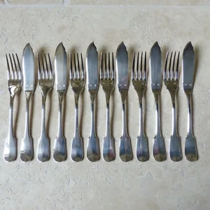 CHRISTOFLE CLUNY SILVERPLATED FISH SET 12 PIECES - Picture 1 of 13
