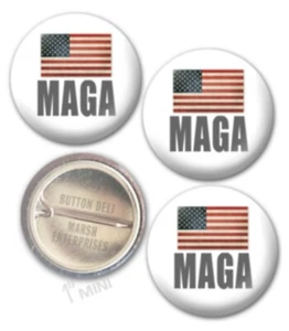 3-pack MAGA Trump MINI Buttons - lapel 1" small pin Donald 2024 FLAG design - Picture 1 of 4