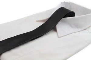 Mens Black 5cm Skinny Plain Neck Tie - Picture 1 of 1