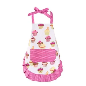 Cupcake Kids Apron Pink Baking Bib Apron for 2-6 Years Child Cute Chef Apron ... - Picture 1 of 9