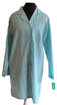 Nordstrom Aqua CANDY STRIPE Nightshirt Sleep Shirt Buttons Cotton Small - NEW - Image 1 of 4