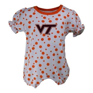 Virginia Tech Polka Dot Girl's Romper - Picture 1 of 5