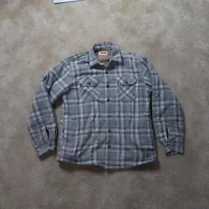 Wrangler Fleece Lined Flannel Shirt Jacket Men's Medium Plaid Workwear Distress - Picture 1 of 11