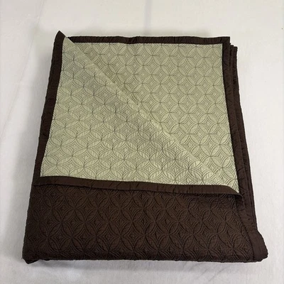 Colcha cubrecama SILK King marrón y verde Bnfts caridad herrajes de restauración Foto 1 de 4