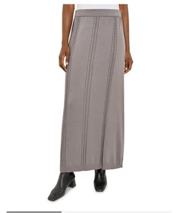 Maxi falda mediana de punto suave a rayas con cable Misook - Imagen 1 de 9