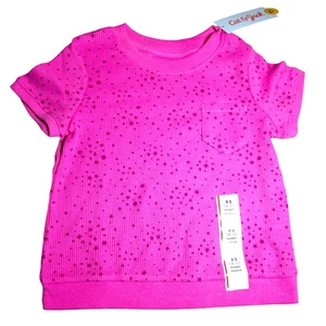 Camisa para niña Cat & Jack rosa oscuro con bolsillo de estrellas tejido gofre algodón talla 4/5 - Imagen 1 de 3
