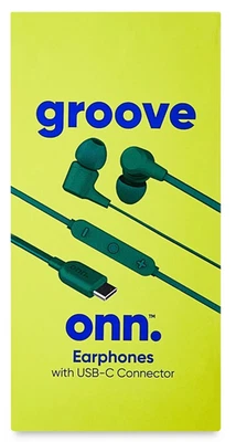 NEW GROOVE ONN. Earphones w/ USB-C Connector & Microphone Tangle Free Cord GREEN - Image 1 of 4