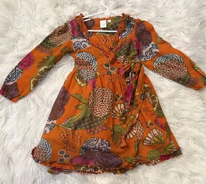 Yo Baby Boho Multicolored Wrap Tunic Dress Light Soft Cotton Long Sleeve Girls 6 - Picture 1 of 7