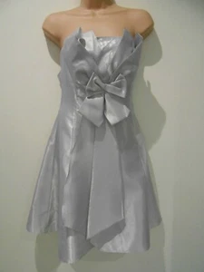 Karen Millen Silk Blend Silver Party Knee Length Dress (NEW) UK size 10 (EU 38) - Picture 1 of 3