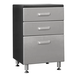 Tuff Stor 23.5" 3-drawer Contemporary Wood Garage Base Cabinet in Black/Silver - Picture 1 of 9