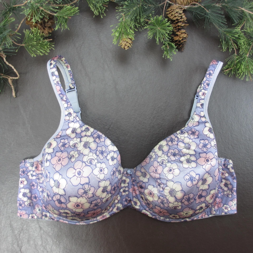 Sujetador Playtex 42D Púrpura Floral Acolchado Con Aros Cierre Ajustable Espalda Foto 1 de 4