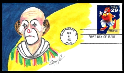 2750 29c Stamp (1993) GREAT AMERICAN  CIRCUS CLOWN FDC HD/HP - GREENLEE - Image 1 of 2